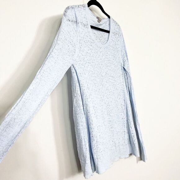 J.jill Women Blue Open-Knit Tunic Scoop Neck Top Cotton Breathable Size Medium - Picture 8 of 9